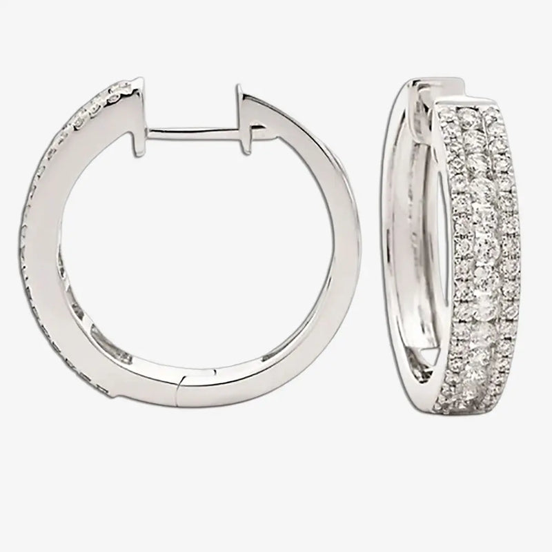 DIAMOND IN & OUT HOOP EARRINGS IN 18K WHITE GOLD HEERA DIAMONDS