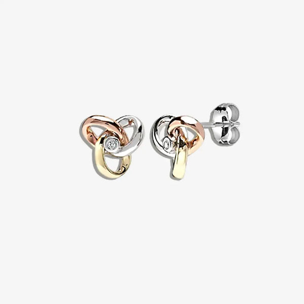 DIAMOND KNOT STUD EARRINGS IN 9K THREE-COLOUR GOLD HEERA DIAMONDS