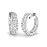 DIAMOND MICROS SET HOOP BAGUETTE & BRILLIANT EARRINGS