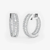 DIAMOND MICROS SET HOOP BAGUETTE & BRILLIANT EARRINGS LM JEWELLERY