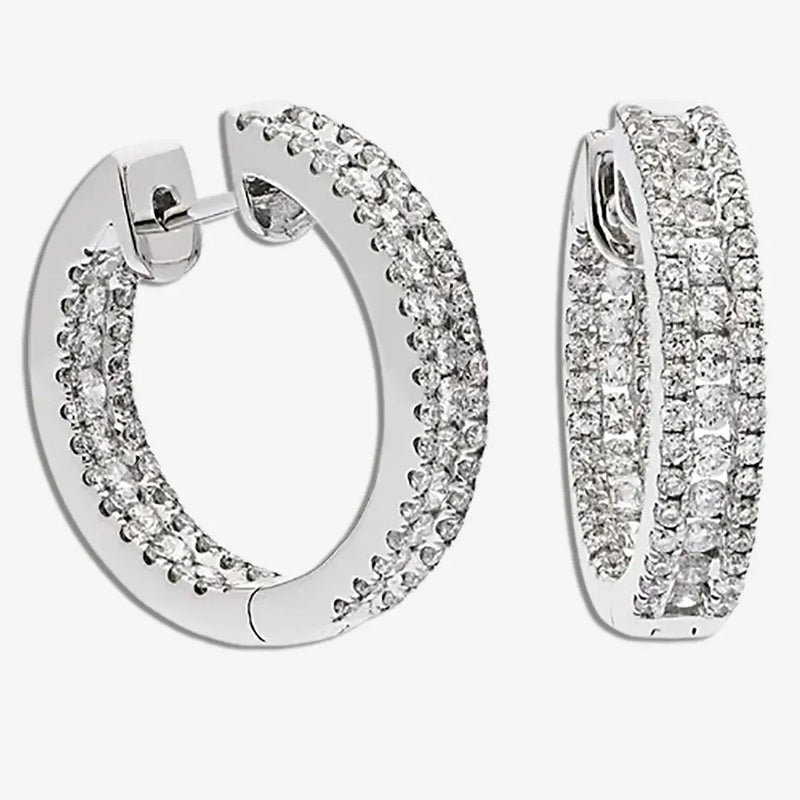 DIAMOND MICROS SET HOOP EARRINGS IN 18K WHITE GOLD HEERA DIAMONDS