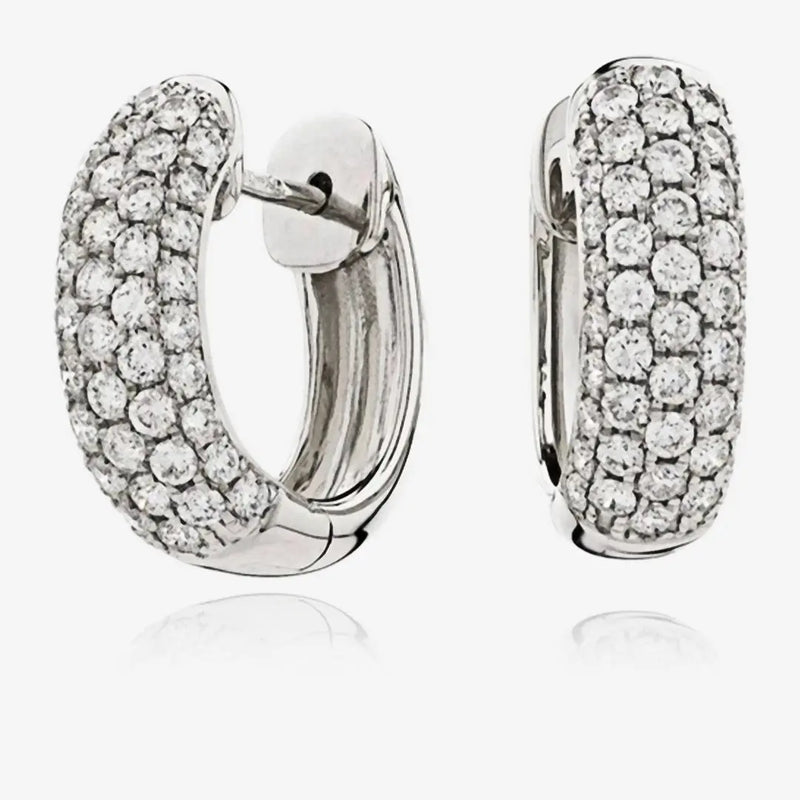 DIAMOND PAVE SETTING EARRINGS IN 18K WHITE GOLD HEERA DIAMONDS