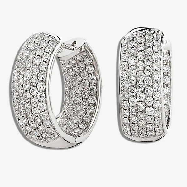 DIAMOND PAVE SETTING HOOP EARRING IN 18K WHITE GOLD HEERA DIAMONDS