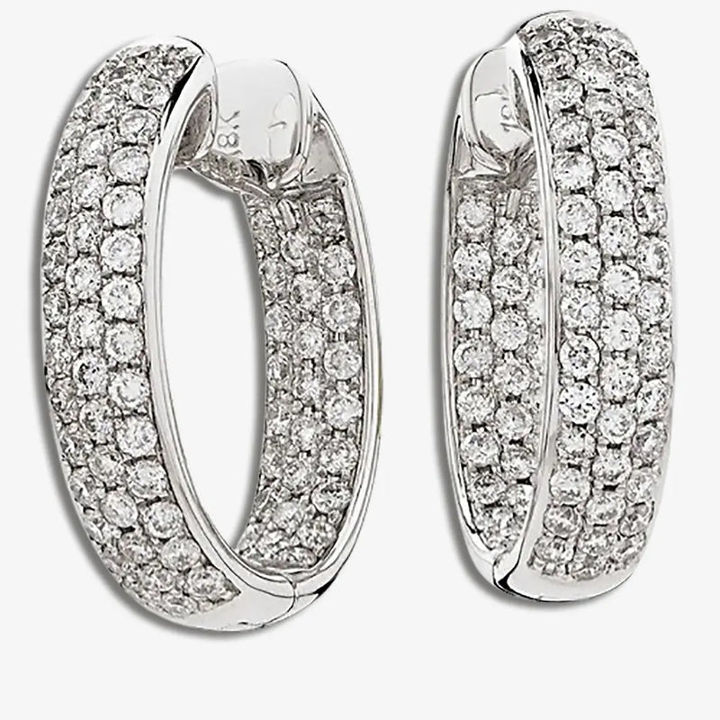 DIAMOND PAVE SETTING HOOP EARRINGS IN 18K WHITE GOLD HEERA DIAMONDS