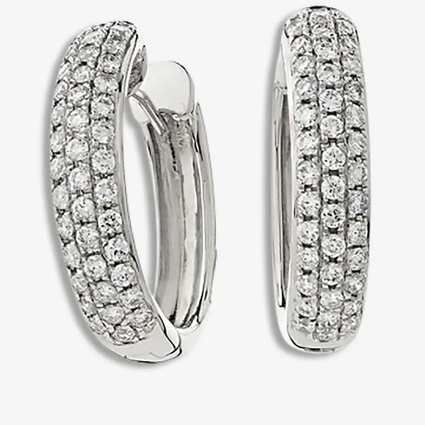 DIAMOND PAVE SETTING HOOP EARRINGS IN 18K WHITE GOLD HEERA DIAMONDS