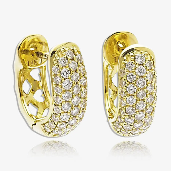 DIAMOND PAVE SETTING HOOP EARRINGS IN 18K YELLOW GOLD HEERA DIAMONDS
