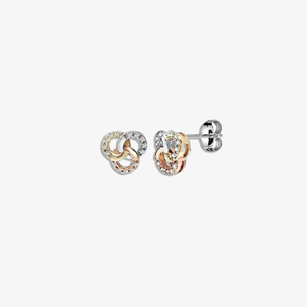 DIAMOND STUD EARRINGS IN 9K THREE-COLOR GOLD HEERA DIAMONDS