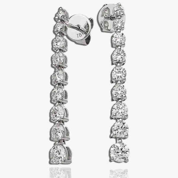 DIAMOND THREE CLAW SETTING DROP EARRINGS IN 18K WHITE GOLD HEERA DIAMONDS