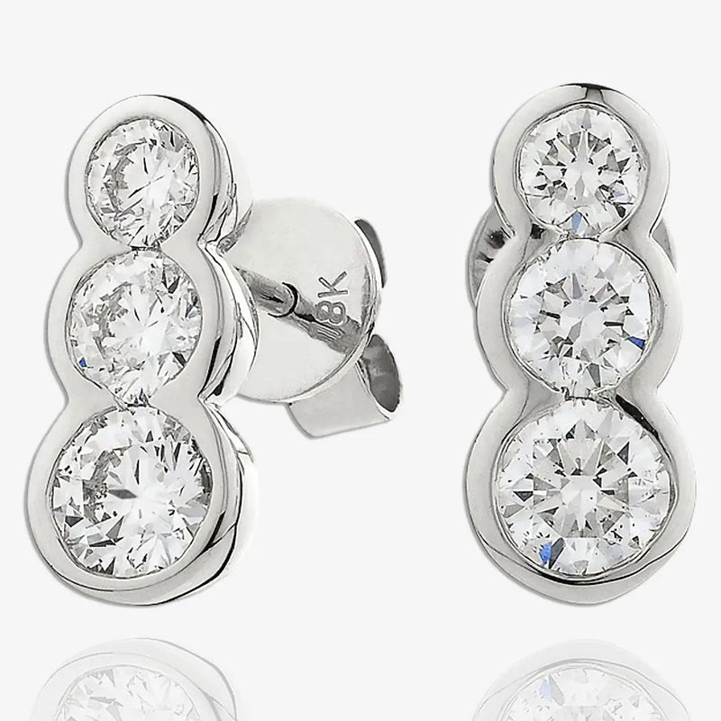 DIAMOND THREE STONE DROP EARRING IN 18K WHITE GOLD HEERA DIAMONDS