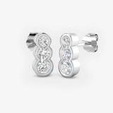 DIAMOND THREE STONE DROP EARRING
