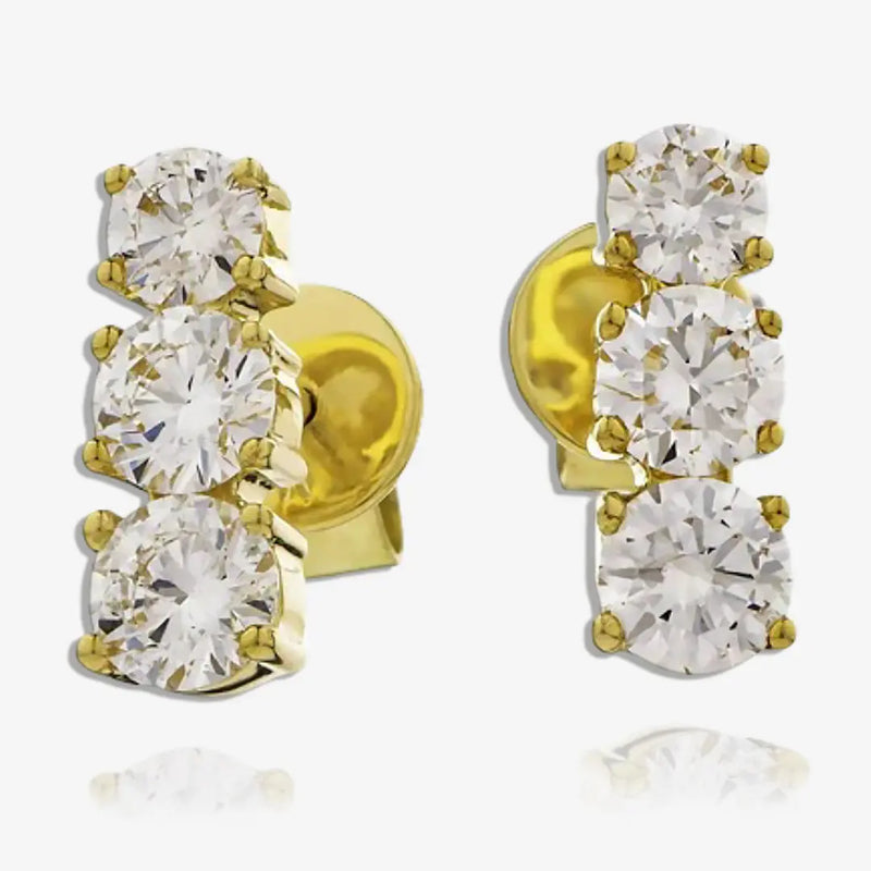DIAMOND TRILOGY DROP EARRINGS IN 18K YELLOW GOLD HEERA DIAMONDS