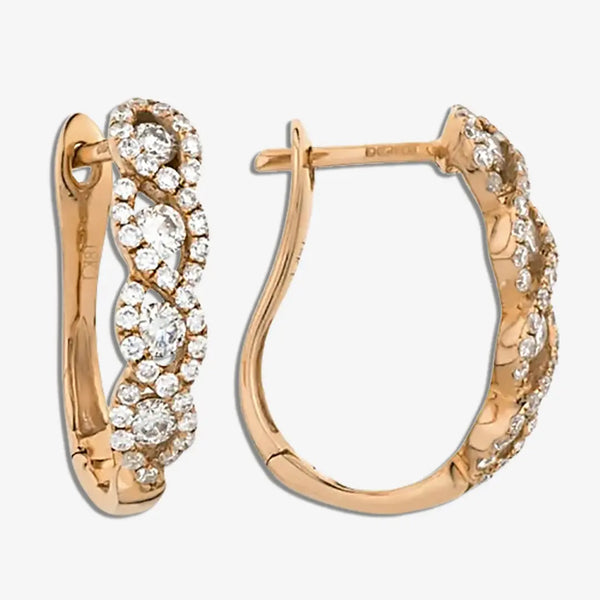 DIAMOND WAVE SET HOOP EARRINGS IN 18K ROSE GOLD HEERA DIAMONDS