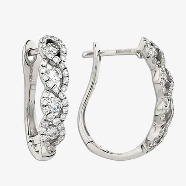DIAMOND WAVE SETTING HOOP EARRINGS IN 18K WHITE GOLD HEERA DIAMONDS