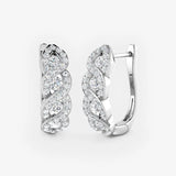 DIAMOND WAVE SETTING HOOP EARRINGS