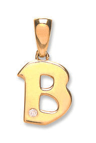 9ct Yellow Gold 0.01ct Diamond B Initial