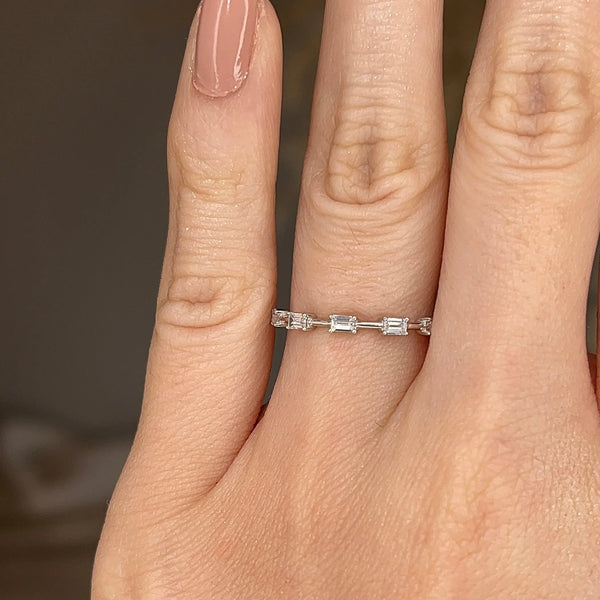 Dainty Sparkling Five Emerald 0.25 Carat Diamond Wedding Band - HEERA DIAMONDS