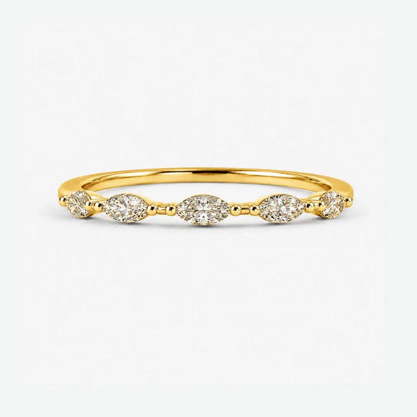 Dainty Sparkling Five Marquise 0.25 Carat Diamond Wedding Band PMQ200