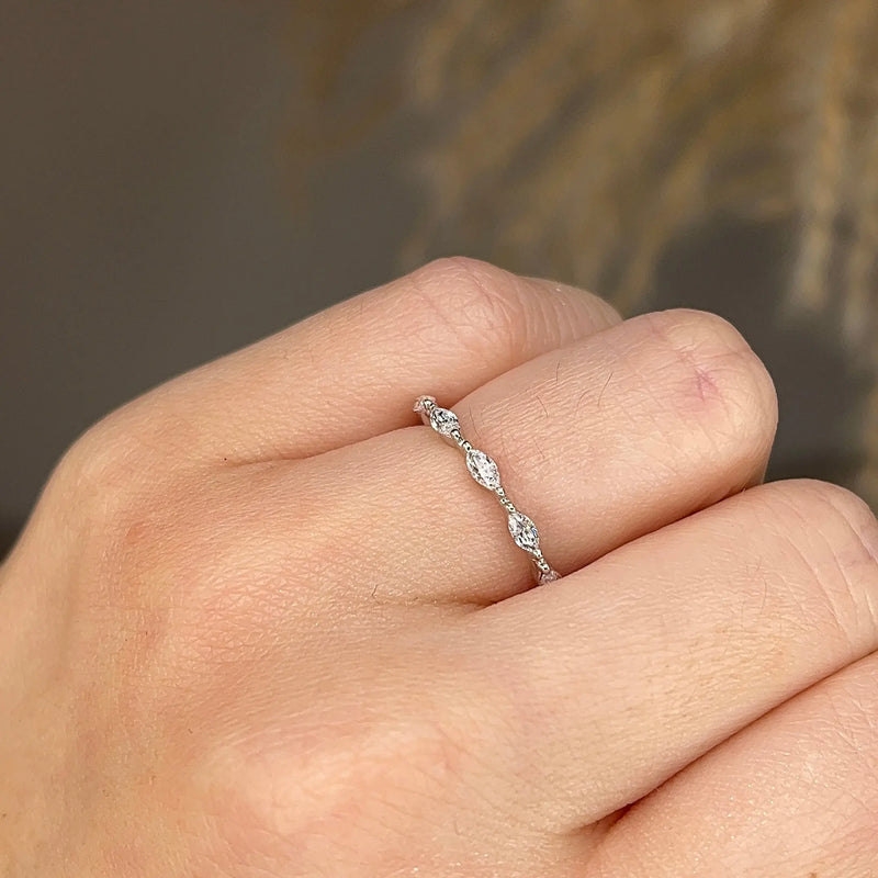 Dainty Sparkling Five Marquise 0.25 Carat Diamond Wedding Band - HEERA DIAMONDS