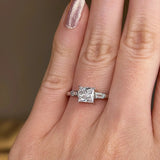 "Darcy" Three Stone Princess Cut with Emerald Cut Diamond Trilogy Engagement Ring 3SPC03 - HEERA DIAMONDS