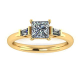 "Darcy" Three Stone Princess Cut with Emerald Cut Diamond Trilogy Engagement Ring 3SPC03 - HEERA DIAMONDS