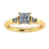 "Darcy" Three Stone Princess Cut with Emerald Cut Diamond Trilogy Engagement Ring 3SPC03 - HEERA DIAMONDS