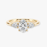 "Dazzy" Three Stone 4 Carat Oval and Pear Trilogy Diamond Engagement Ring