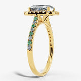 "Delanda" Halo Radiant Cut 4 Carat Diamond Shoulder Engagement Ring HEERA DIAMONDS