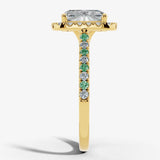 "Delanda" Halo Radiant Cut 4 Carat Diamond Shoulder Engagement Ring HEERA DIAMONDS