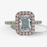 "Delanda" Halo Radiant Cut 4 Carat Diamond Shoulder Engagement Ring HEERA DIAMONDS