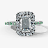 "Delanda" Halo Radiant Cut 4 Carat Diamond Shoulder Engagement Ring HEERA DIAMONDS