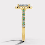 "Delanda" Halo Radiant Cut 4 Carat Diamond Shoulder Engagement Ring