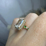 "Delanda" Halo Radiant Cut 4 Carat Diamond Shoulder Engagement Ring HEERA DIAMONDS