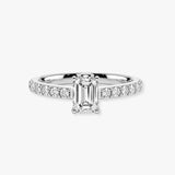 "Delia" 1 Carat Emerald Cut Diamond Grain Set Diamond Band Engagement Ring DSEC04