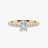 "Delia" 1 Carat Emerald Cut Diamond Grain Set Diamond Band Engagement Ring DSEC04