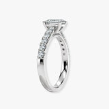 "Delia" 1 Carat Emerald Cut Diamond Grain Set Diamond Band Engagement Ring DSEC04