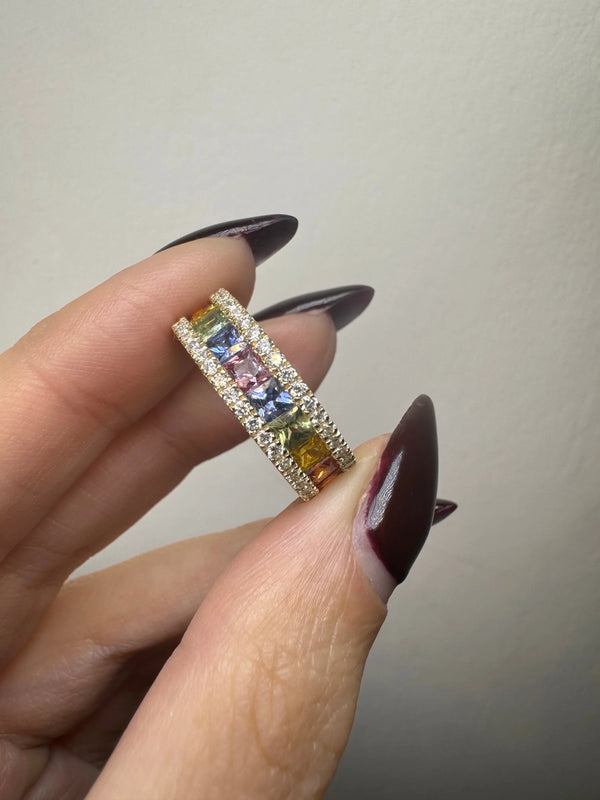 Diamond And Multi Coloured Sapphires Ring HEERA DIAMONDS
