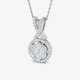 Diamond Cluster Halo Pendant With Chain