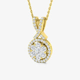 Diamond Cluster Halo Pendant With Chain