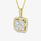 Diamond Cluster Pendant with an Open Halo With Chain