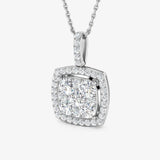 Diamond Cluster Pendant with an Open Halo With Chain