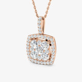 Diamond Cluster Pendant with an Open Halo With Chain