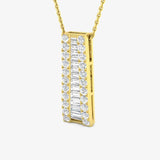 Diamond Drop Pendant in Channel Setting With Chain
