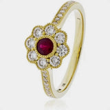 Diamond and Ruby Deco Cluster Ring HEERA DIAMONDS