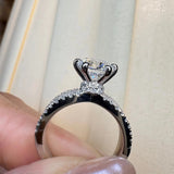 "Diana" Round Cut 1.5 Carat Diamond Shoulder Platinum Engagement Ring Lifestyle-Side View
