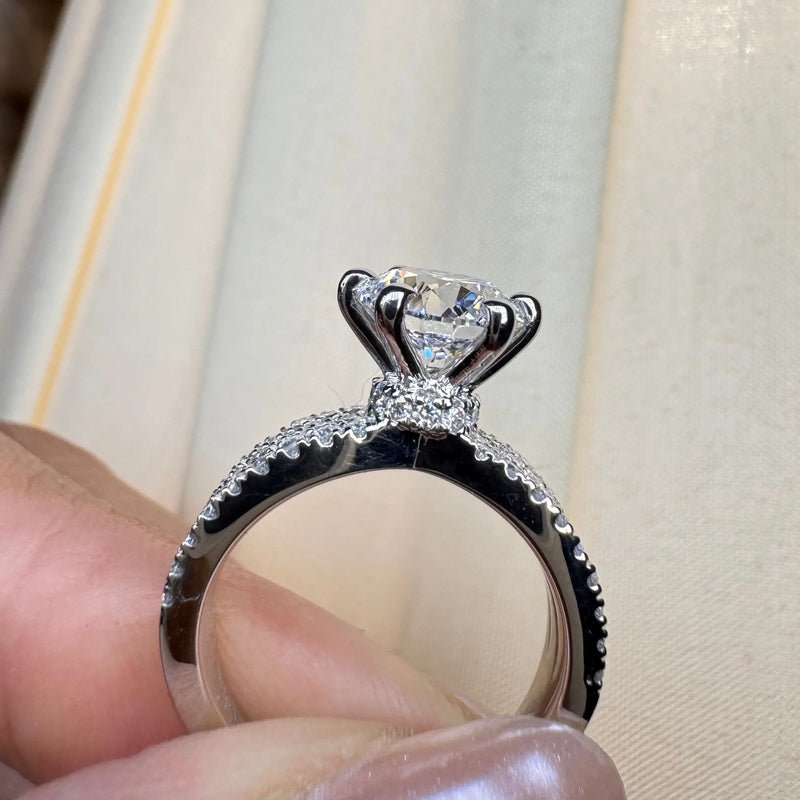 "Diana" Round Cut 1.5 Carat Diamond Shoulder Platinum Engagement Ring DSRB12 HEERA DIAMONDS