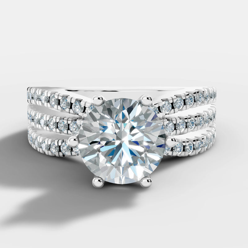 "Diana" Round Cut 1.5 Carat Diamond Shoulder Platinum Engagement Ring DSRB12 HEERA DIAMONDS