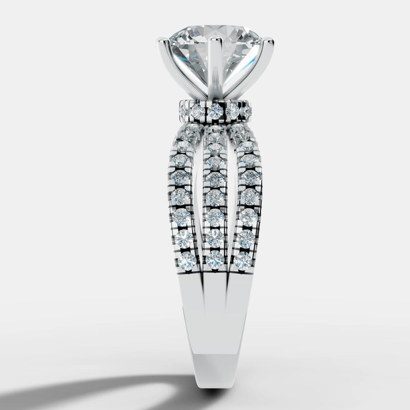 "Diana" Round Cut 1.5 Carat Diamond Shoulder Platinum Engagement Ring DSRB12 HEERA DIAMONDS