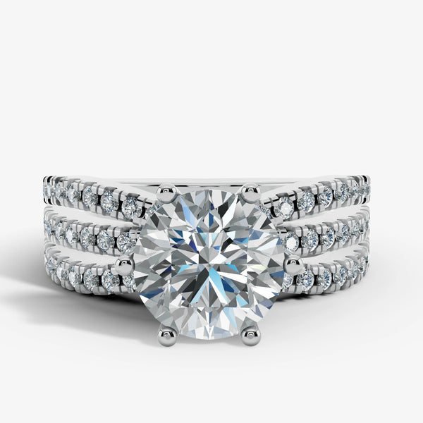 "Diana" Round Cut 1.5 Carat Diamond Shoulder Platinum Engagement Ring DSRB12 HEERA DIAMONDS