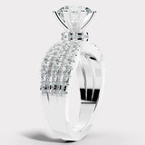 "Diana" Round Cut 1.5 Carat Diamond Shoulder Platinum Engagement Ring Render-Side View