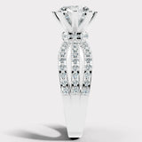 "Diana" Round Cut 1.5 Carat Diamond Shoulder Platinum Engagement Ring Render-Side View